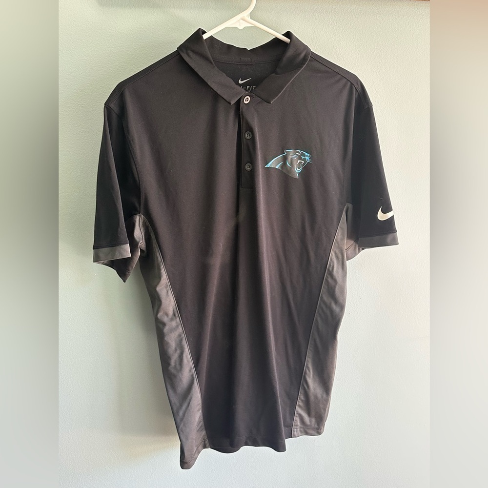 Nike dry fit polo with Panthers logo size large